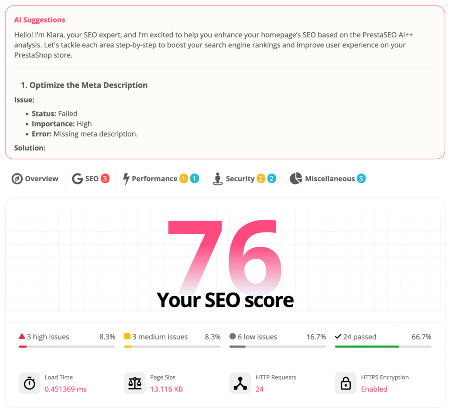 PrestaSEO AI module