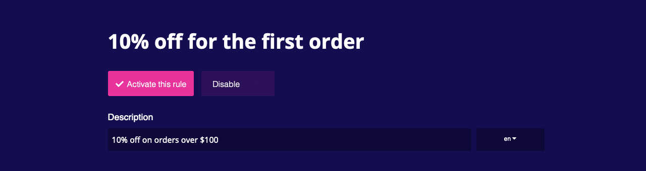 10% for the first order