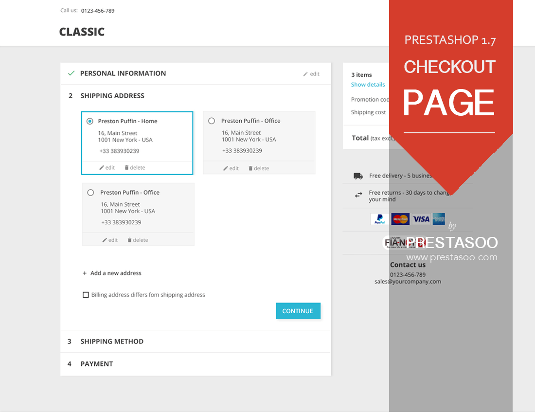 Prestashop 1.7 Checkout Page