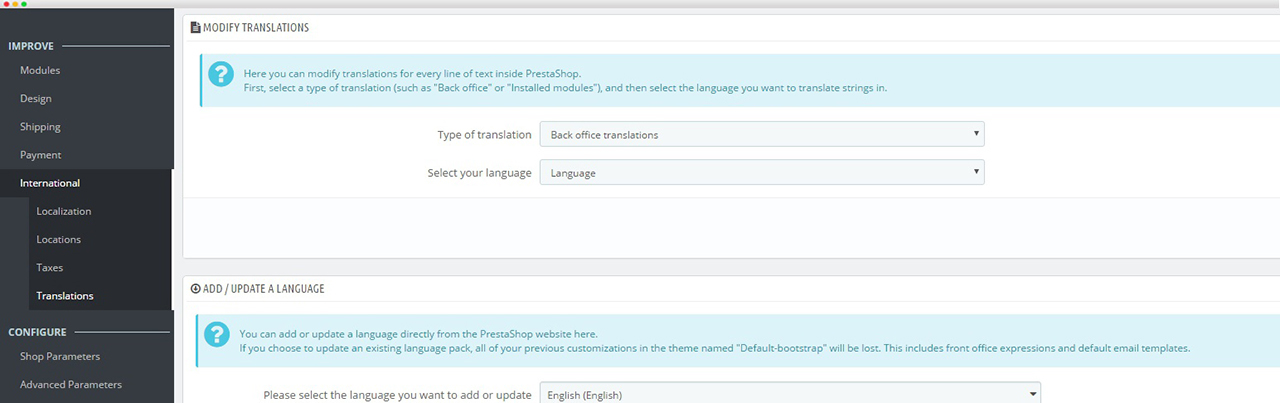 Prestashop translations tool